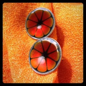 VINTAGE Hogan Bolas Earrings - Orange